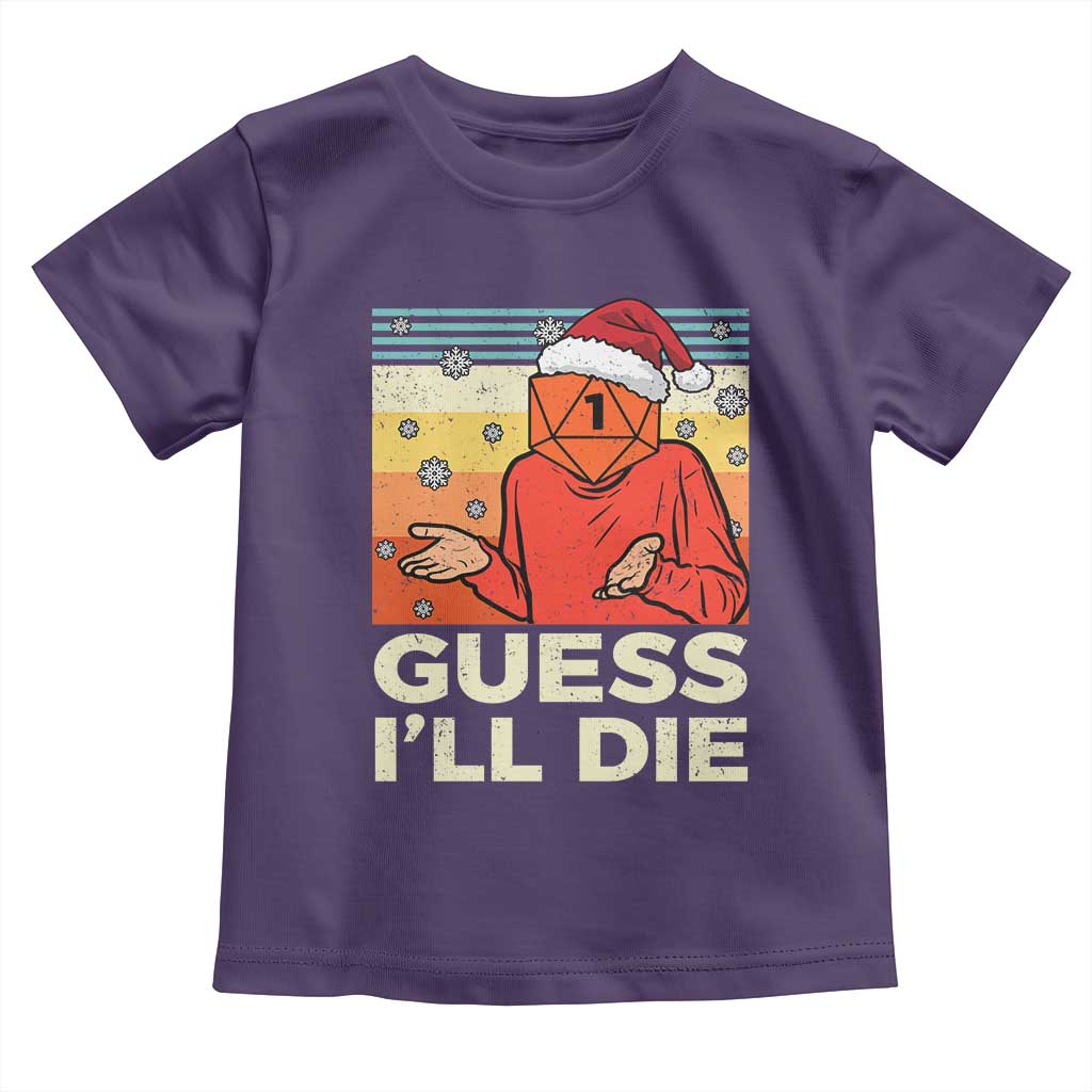 Funny Christmas Rpg Gamer Toddler T Shirt Guess l Will Die Retro Dice Santa Hat TS11 Purple Print Your Wear