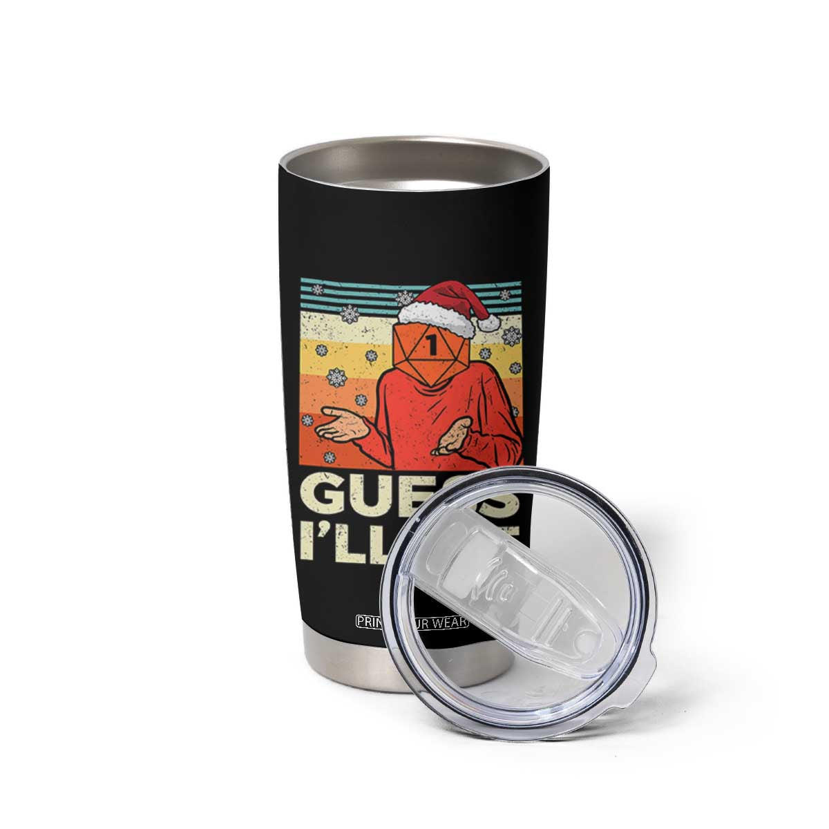 Funny Christmas Rpg Gamer Tumbler Cup Guess l Will Die Retro Dice Santa Hat TS11 Print Your Wear