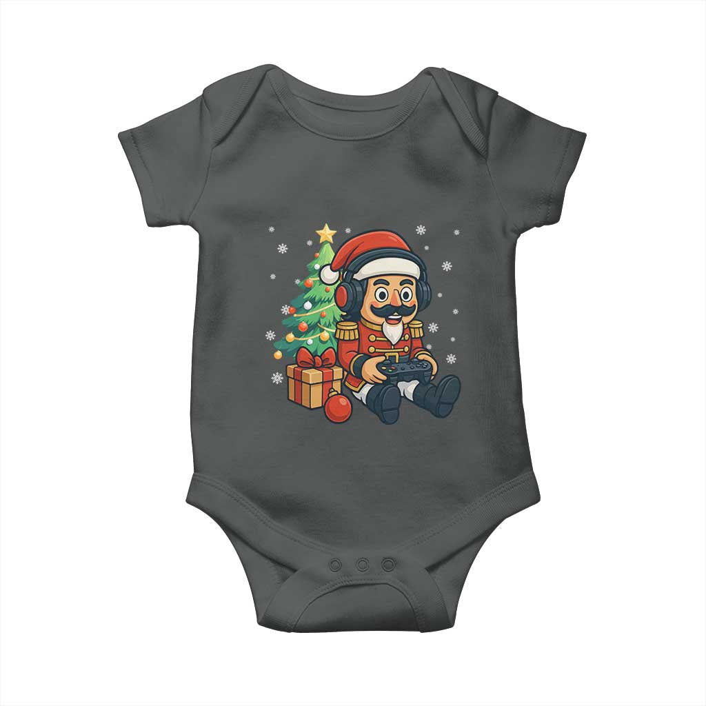 Funny Christmas Video Game Nutcracker Xmas Tree Gamer Baby Onesie TS11 Dark Heather Print Your Wear