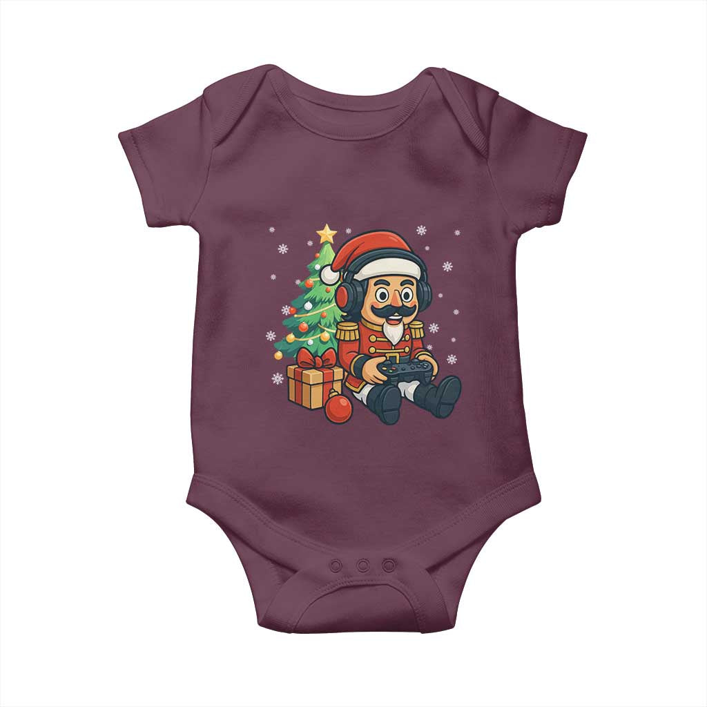 Funny Christmas Video Game Nutcracker Xmas Tree Gamer Baby Onesie TS11 Maroon Print Your Wear