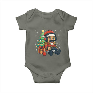 Funny Christmas Video Game Nutcracker Xmas Tree Gamer Baby Onesie TS11 Military Green Print Your Wear