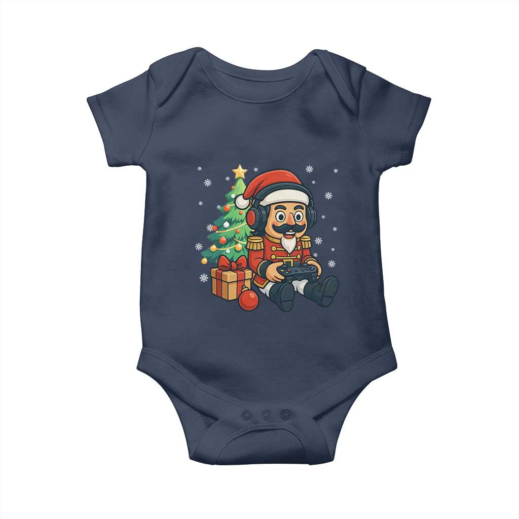 Funny Christmas Video Game Nutcracker Xmas Tree Gamer Baby Onesie TS11 Navy Print Your Wear