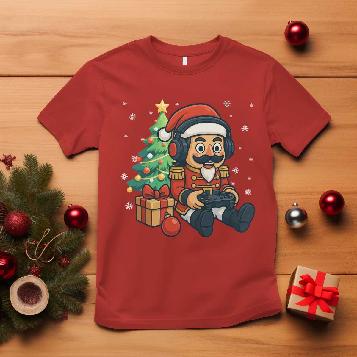 Funny Christmas Video Game Nutcracker Xmas Tree Gamer T Shirt TS11 Red Print Your Wear