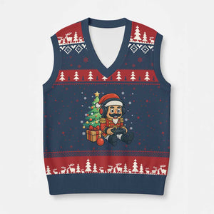 Funny Xmas Video Game Nutcracker Xmas Tree Gamer V-Neck Knit Sweater Vest TS11 Navy Red Print Your Wear