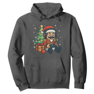 Funny Christmas Video Game Nutcracker Xmas Tree Gamer Hoodie TS11 Dark Heather Print Your Wear