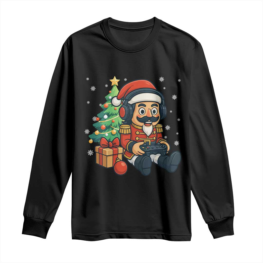 Funny Christmas Video Game Nutcracker Xmas Tree Gamer Long Sleeve Shirt TS11 Black Print Your Wear