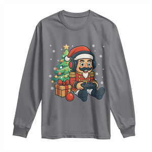 Funny Christmas Video Game Nutcracker Xmas Tree Gamer Long Sleeve Shirt TS11 Charcoal Print Your Wear