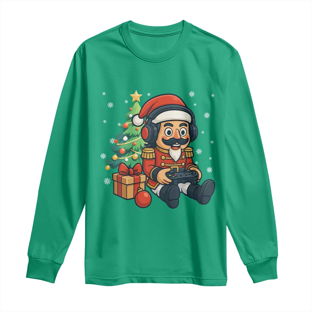 Funny Christmas Video Game Nutcracker Xmas Tree Gamer Long Sleeve Shirt TS11 Irish Green Print Your Wear