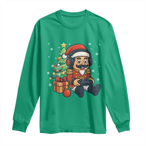 Funny Christmas Video Game Nutcracker Xmas Tree Gamer Long Sleeve Shirt TS11 Irish Green Print Your Wear