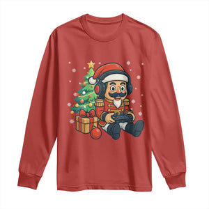 Funny Christmas Video Game Nutcracker Xmas Tree Gamer Long Sleeve Shirt TS11 Red Print Your Wear