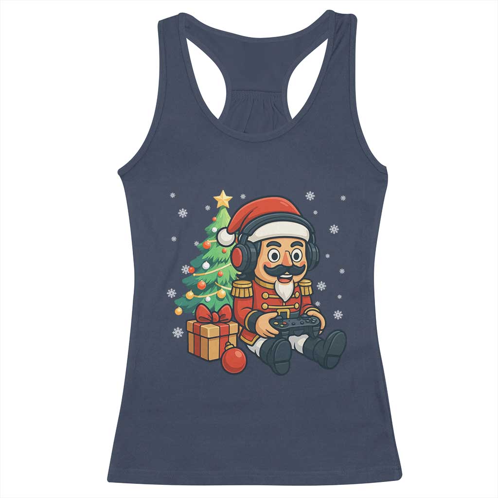 Funny Christmas Video Game Nutcracker Xmas Tree Gamer Racerback Tank Top TS11 Navy Print Your Wear