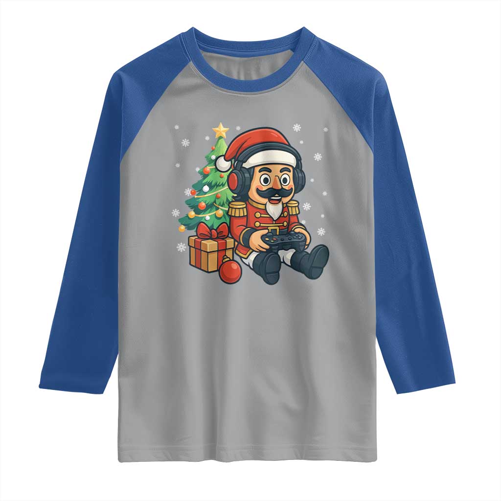 Funny Christmas Video Game Nutcracker Xmas Tree Gamer Raglan Shirt TS11 Sport Gray Royal Print Your Wear
