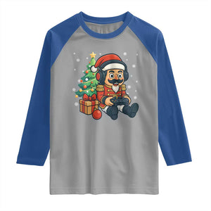 Funny Christmas Video Game Nutcracker Xmas Tree Gamer Raglan Shirt TS11 Sport Gray Royal Print Your Wear