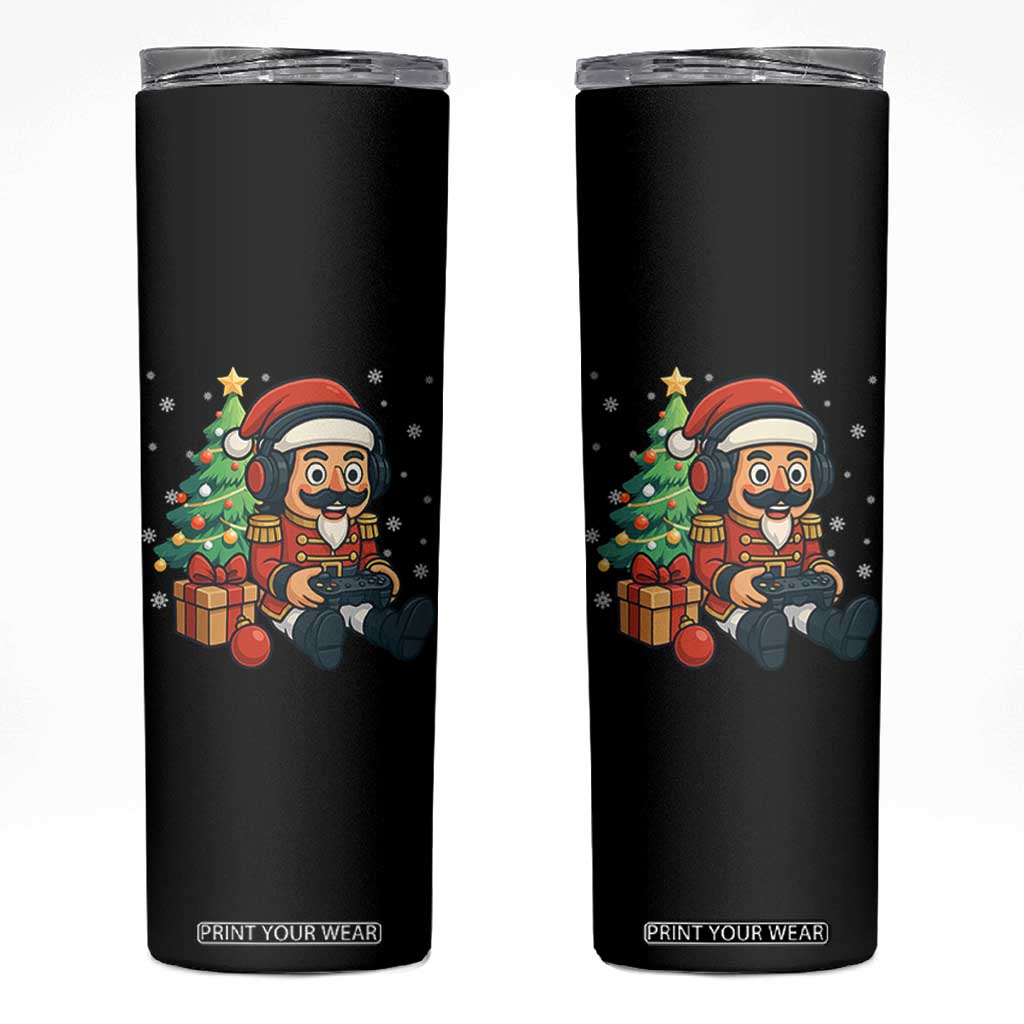 Funny Christmas Video Game Nutcracker Xmas Tree Gamer Skinny Tumbler TS11 Black Print Your Wear