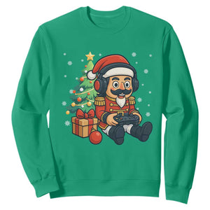 Funny Christmas Video Game Nutcracker Xmas Tree Gamer Sweatshirt TS11 Irish Green Print Your Wear