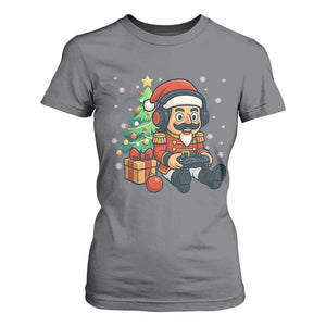 Funny Christmas Video Game Nutcracker Xmas Tree Gamer T Shirt For Women TS11 Charcoal Print Your Wear