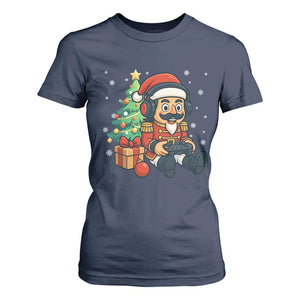 Funny Christmas Video Game Nutcracker Xmas Tree Gamer T Shirt For Women TS11 Navy Print Your Wear