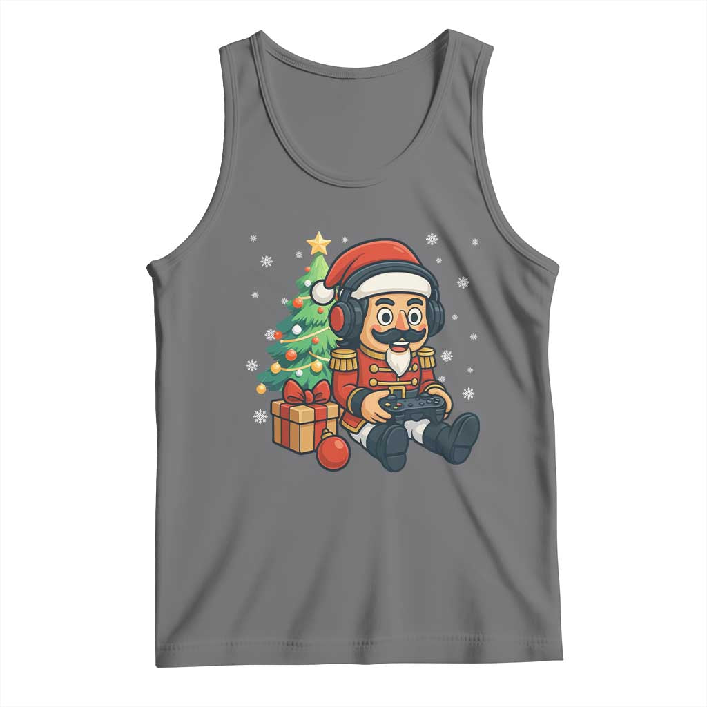 Funny Christmas Video Game Nutcracker Xmas Tree Gamer Tank Top TS11 Black Heather Print Your Wear
