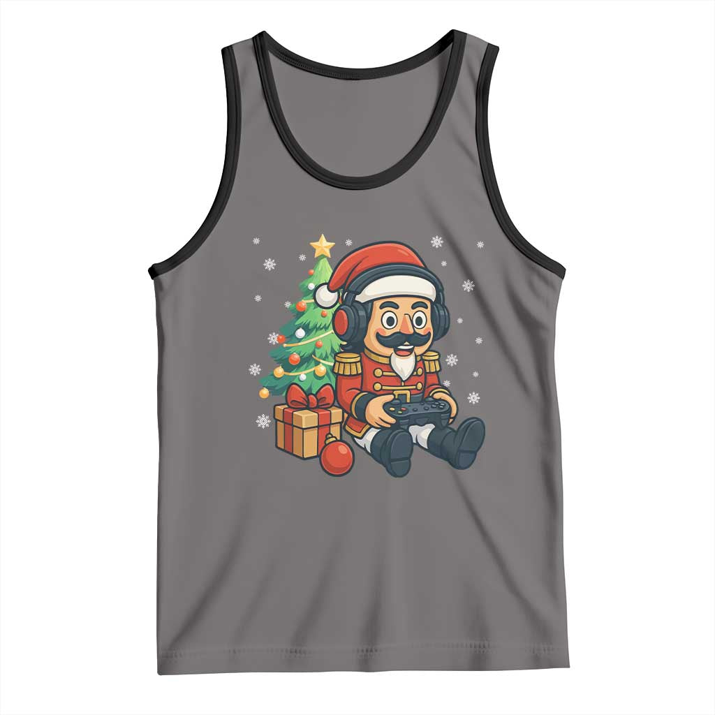 Funny Christmas Video Game Nutcracker Xmas Tree Gamer Tank Top TS11 Deep Heather Black Print Your Wear