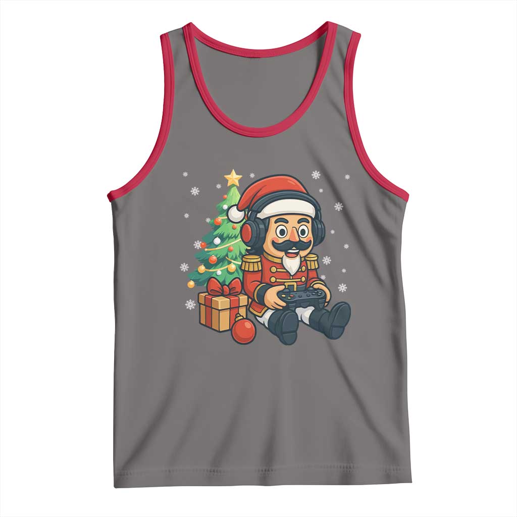 Funny Christmas Video Game Nutcracker Xmas Tree Gamer Tank Top TS11 Deep Heather Red Print Your Wear