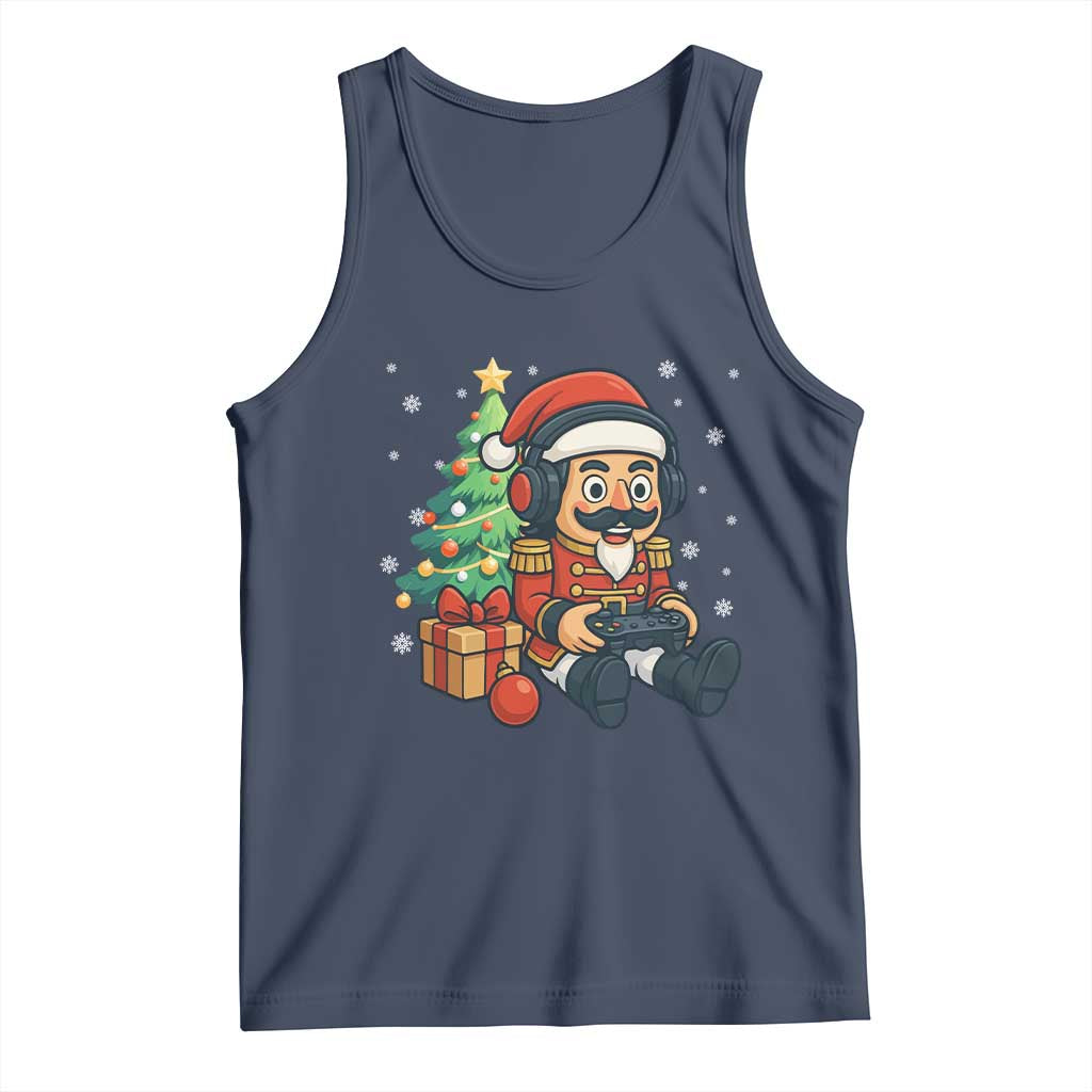 Funny Christmas Video Game Nutcracker Xmas Tree Gamer Tank Top TS11 Navy Print Your Wear