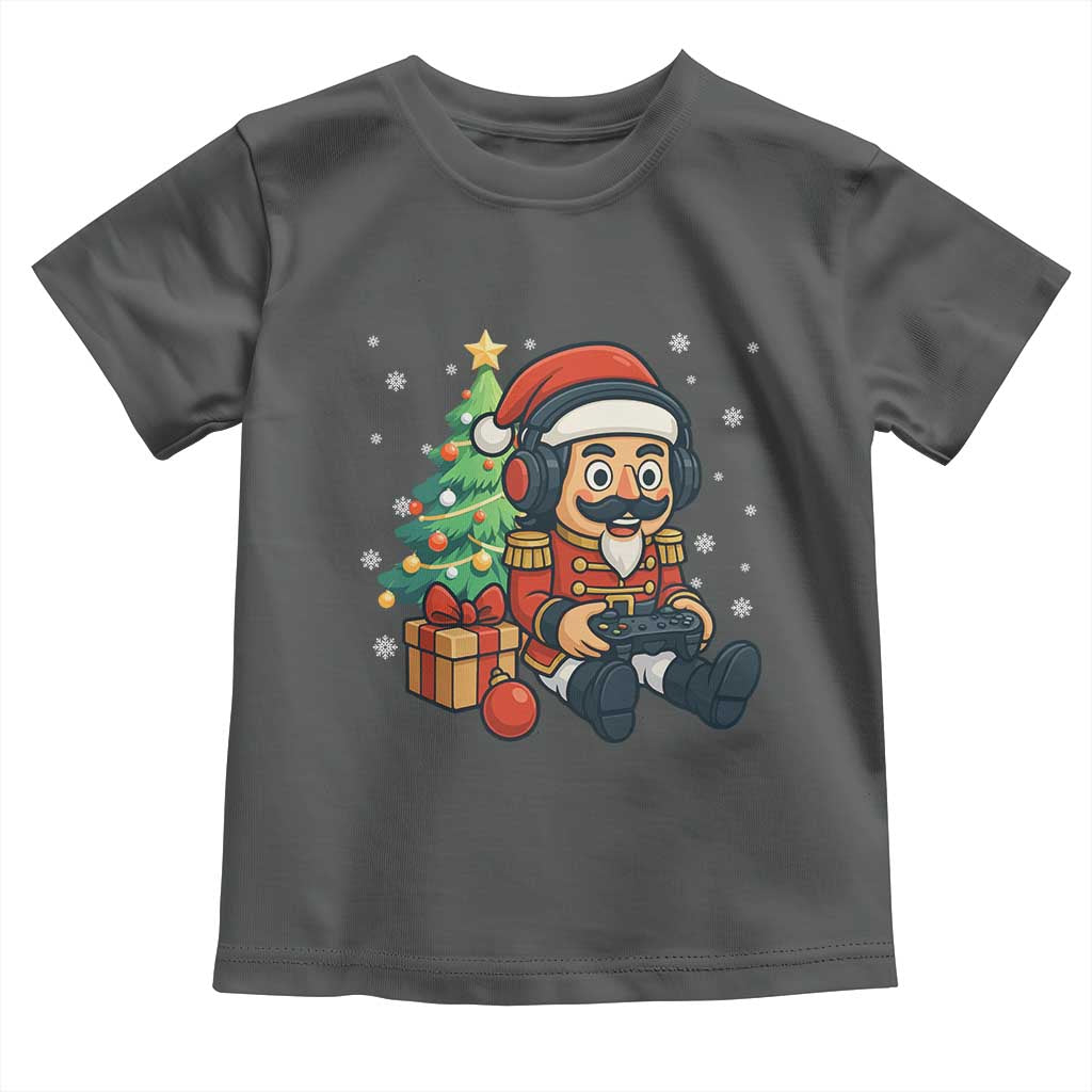 Funny Christmas Video Game Nutcracker Xmas Tree Gamer Toddler T Shirt TS11 Dark Heather Print Your Wear