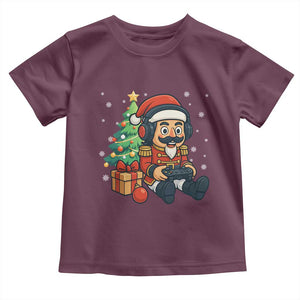 Funny Christmas Video Game Nutcracker Xmas Tree Gamer Toddler T Shirt TS11 Maroon Print Your Wear