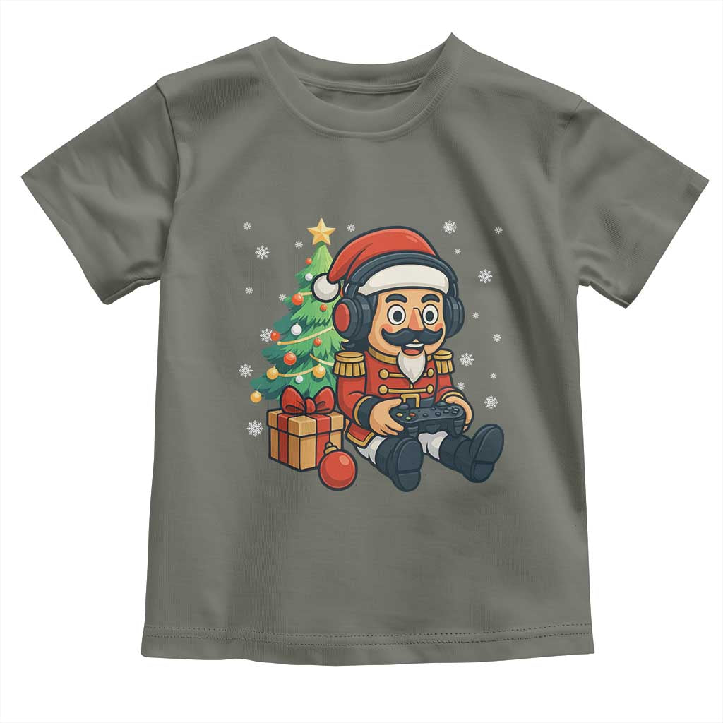 Funny Christmas Video Game Nutcracker Xmas Tree Gamer Toddler T Shirt TS11 Military Green Print Your Wear