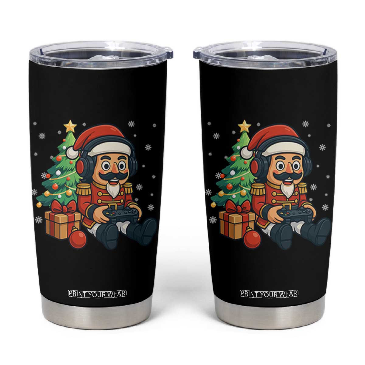 Funny Christmas Video Game Nutcracker Xmas Tree Gamer Tumbler Cup TS11 Black Print Your Wear