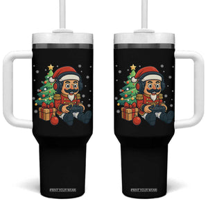 Funny Christmas Video Game Nutcracker Xmas Tree Gamer Tumbler With Handle TS11 One Size: 40 oz Black Print Your Wear