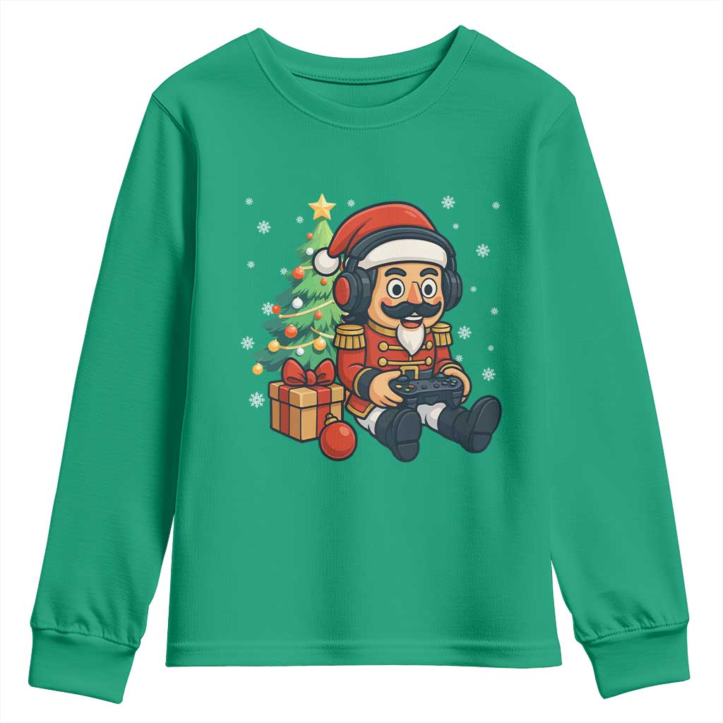 Funny Christmas Video Game Nutcracker Xmas Tree Gamer Youth Sweatshirt TS11 Irish Green Print Your Wear