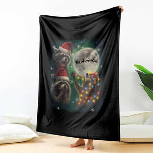 Funny Three Raccoons With The Moon Christmas Throw Blanket Santa Sleigh TS11 Print Your Wear
