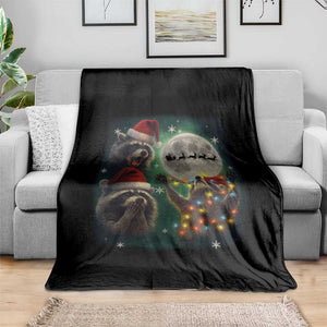 Funny Three Raccoons With The Moon Christmas Throw Blanket Santa Sleigh TS11 Print Your Wear