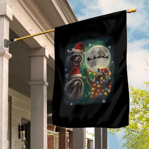 Funny Three Raccoons With The Moon Christmas Garden Flag Santa Sleigh TS11 Print Your Wear