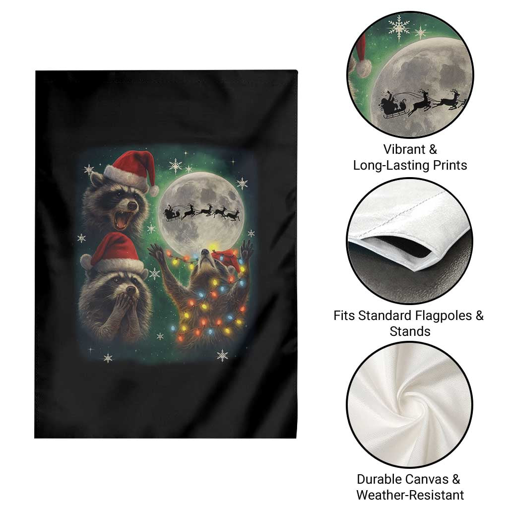 Funny Three Raccoons With The Moon Christmas Garden Flag Santa Sleigh TS11 Print Your Wear