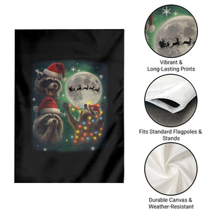 Funny Three Raccoons With The Moon Christmas Garden Flag Santa Sleigh TS11 Print Your Wear