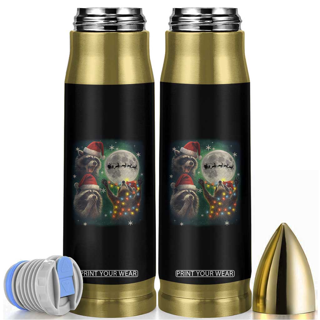 Funny Three Raccoons With The Moon Christmas Bullet Tumbler Santa Sleigh TS11 Black Print Your Wear