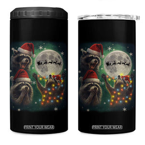 Funny Three Raccoons With The Moon Christmas 4 in 1 Can Cooler Tumbler Santa Sleigh TS11 One Size: 16 oz Black Print Your Wear