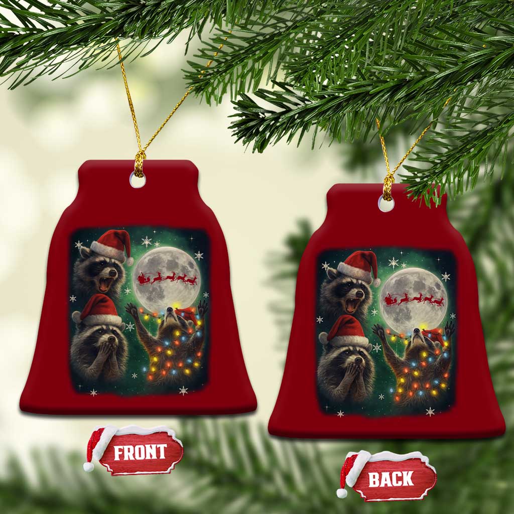 Funny Three Raccoons With The Moon Christmas Ceramic Ornament Santa Sleigh TS11 Print Your Wear