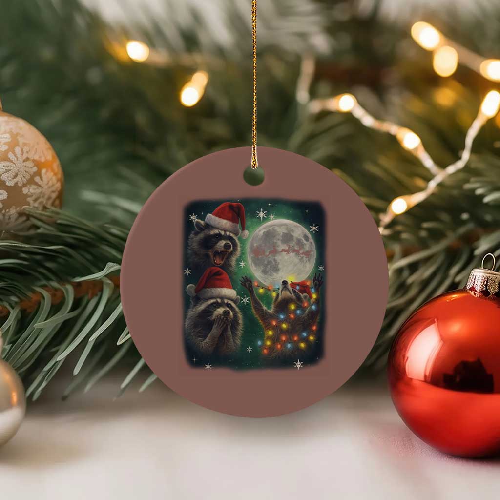 Funny Three Raccoons With The Moon Christmas Ceramic Ornament Santa Sleigh TS11 1pc Mocha Print Your Wear