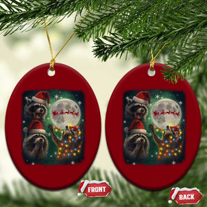 Funny Three Raccoons With The Moon Christmas Ceramic Ornament Santa Sleigh TS11 Print Your Wear