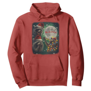 Funny Three Raccoons With The Moon Christmas Hoodie Santa Sleigh TS11 Red Print Your Wear