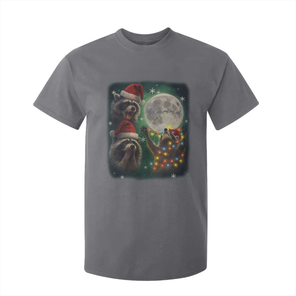 Funny Three Raccoons With The Moon Christmas T Shirt For Kid Santa Sleigh TS11 Charcoal Print Your Wear