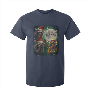 Funny Three Raccoons With The Moon Christmas T Shirt For Kid Santa Sleigh TS11 Navy Print Your Wear