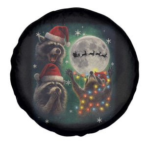 Funny Three Raccoons With The Moon Christmas Spare Tire Cover Santa Sleigh TS11 Print Your Wear