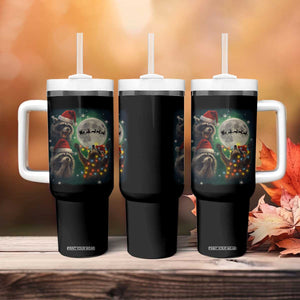 Funny Three Raccoons With The Moon Christmas Tumbler With Handle Santa Sleigh TS11 Print Your Wear
