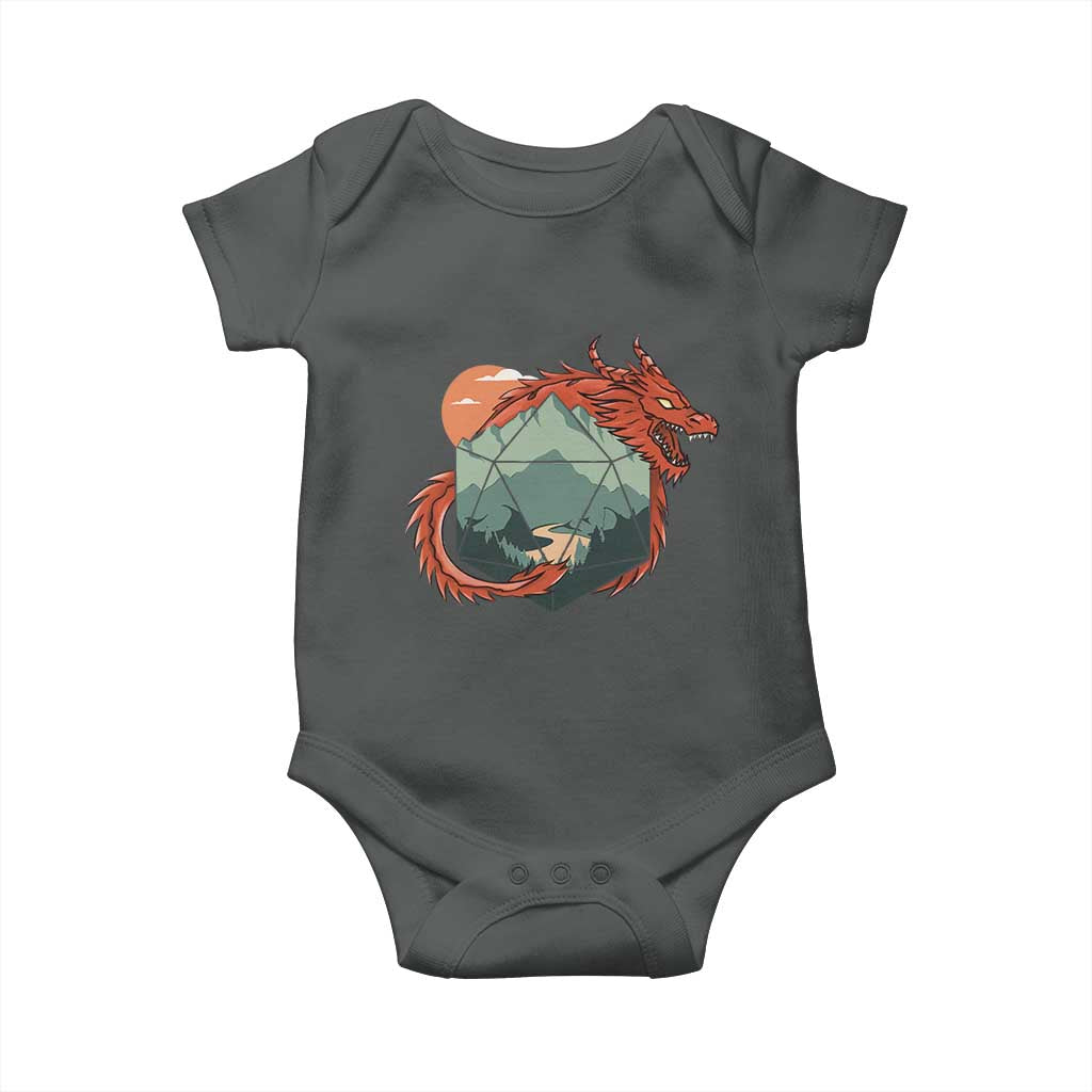 Funny Dragon Tabletop RPG Dice Game Baby Onesie TS11 Dark Heather Print Your Wear