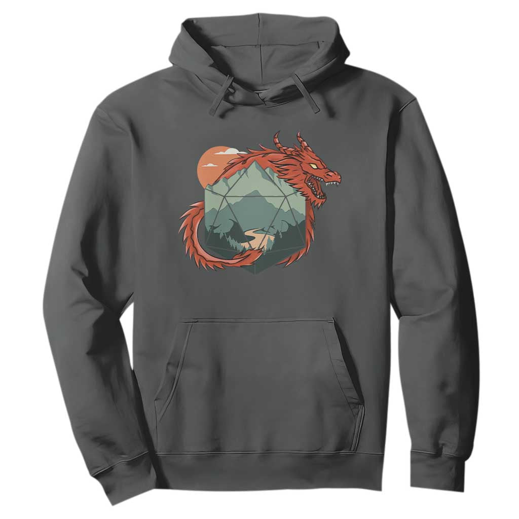 Funny Dragon Tabletop RPG Dice Game Hoodie TS11 Dark Heather Print Your Wear