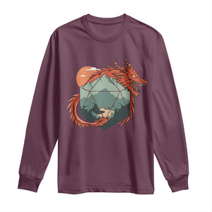 Funny Dragon Tabletop RPG Dice Game Long Sleeve Shirt TS11 Maroon Print Your Wear
