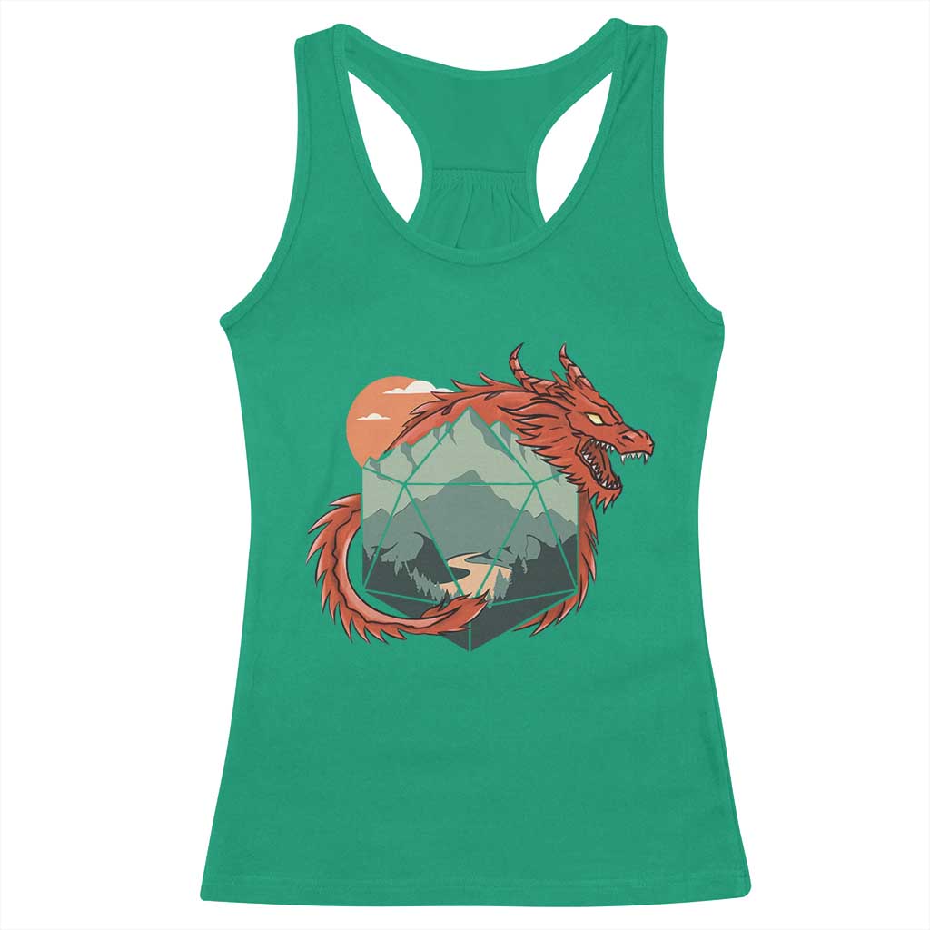 Funny Dragon Tabletop RPG Dice Game Racerback Tank Top TS11 Irish Green Print Your Wear